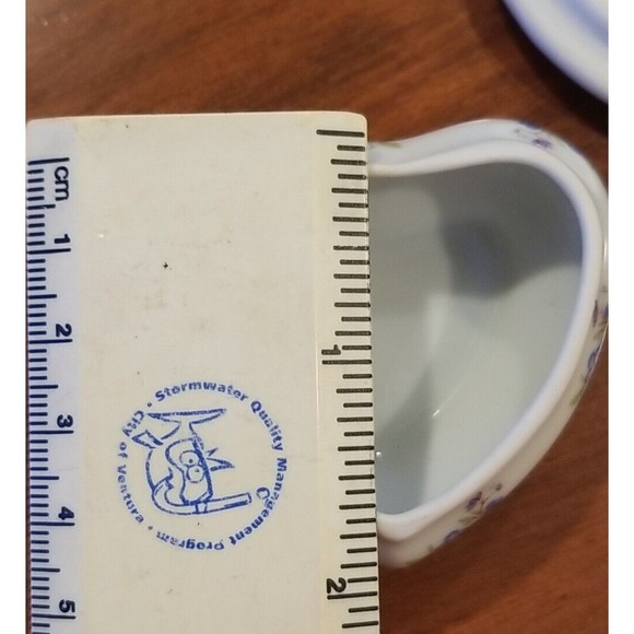 Limoges LEC Fine Blue Flower Heart Shape Valentine Old French France Trinket Box - Picture 13 of 16